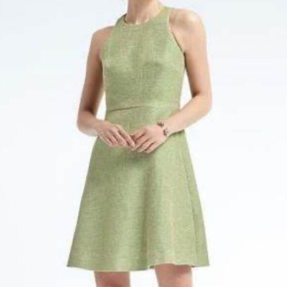 Banana Republic SZ 12 Green Linen Blend Dress Wardrobe Staple Career Dressy Mode - Picture 2 of 10
